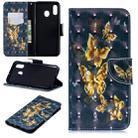 3D Colored Drawing Pattern Horizontal Flip Leather Case for Samsung Galaxy A20&A30, with Holder & Card Slots & Wallet(Black Background Butterfly) - 1