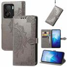 For vivo iQOO Z7 Mandala Flower Embossed Leather Phone Case(Gray) - 1