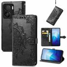 For vivo iQOO Z7 Mandala Flower Embossed Leather Phone Case(Black) - 1