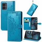 For Motorola Moto G14 Mandala Flower Embossed Leather Phone Case(Blue) - 1