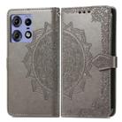 For Motorola Edge 50 Pro Mandala Flower Embossed Leather Phone Case(Gray) - 1