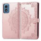 For Motorola Moto G Play 2024 Mandala Flower Embossed Leather Phone Case(Rose Gold) - 1