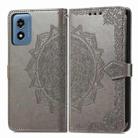 For Motorola Moto G Play 2024 Mandala Flower Embossed Leather Phone Case(Gray) - 1