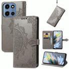 For Motorola Moto G 2025 Mandala Flower Embossed Leather Phone Case(Gray) - 1