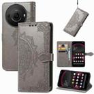 For Sharp Aquos R8 Pro Mandala Flower Embossed Leather Phone Case(Gray) - 1