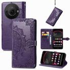 For Sharp Aquos R8 Pro Mandala Flower Embossed Leather Phone Case(Purple) - 1