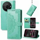 For Sharp Aquos R8 Pro Mandala Flower Embossed Leather Phone Case(Green) - 1