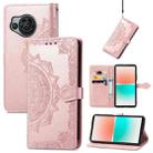 For Sharp Aquos R8 Mandala Flower Embossed Leather Phone Case(Rose Gold) - 1