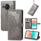 For Sharp Aquos R8 Mandala Flower Embossed Leather Phone Case(Gray) - 1