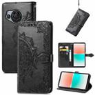 For Sharp Aquos R8 Mandala Flower Embossed Leather Phone Case(Black) - 1