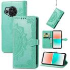 For Sharp Aquos R8 Mandala Flower Embossed Leather Phone Case(Green) - 1