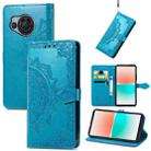 For Sharp Aquos R8 Mandala Flower Embossed Leather Phone Case(Blue) - 1