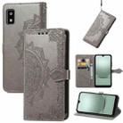For Sharp Aquos Wish 3 Mandala Flower Embossed Leather Phone Case(Gray) - 1