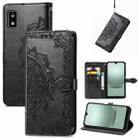 For Sharp Aquos Wish 3 Mandala Flower Embossed Leather Phone Case(Black) - 1