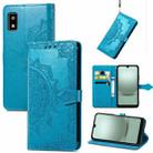 For Sharp Aquos Wish 3 Mandala Flower Embossed Leather Phone Case(Blue) - 1