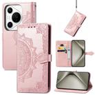 For Huawei Pura 70 Mandala Flower Embossed Leather Phone Case(Rose Gold) - 1