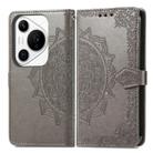 For Huawei Pura 70 Mandala Flower Embossed Leather Phone Case(Gray) - 2