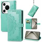 For Huawei Pura 70 Mandala Flower Embossed Leather Phone Case(Green) - 1