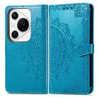 For Huawei Pura 70 Pro Mandala Flower Embossed Leather Phone Case(Blue) - 2