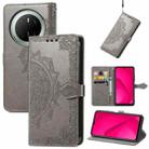 For Huawei Mate 70 Mandala Flower Embossed Leather Phone Case(Gray) - 1