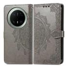 For Huawei Mate 70 Pro Mandala Flower Embossed Leather Phone Case(Gray) - 2