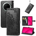 For Huawei Mate 70 Pro Mandala Flower Embossed Leather Phone Case(Black) - 1