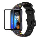 For Huawei Band 8 / 9 ENKAY Hat-Prince Full Coverage Screen Protector + Adjsutable Silicone Sport Loop Strap Watchband(Black) - 1