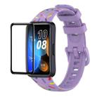 For Huawei Band 8 / 9 ENKAY Hat-Prince Full Coverage Screen Protector + Adjsutable Silicone Sport Loop Strap Watchband(Purple) - 1