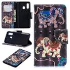 3D Colored Drawing Pattern Horizontal Flip Leather Case for Samsung Galaxy A40, with Holder & Card Slots & Wallet(Two Elephants) - 1