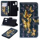 3D Colored Drawing Pattern Horizontal Flip Leather Case for Samsung Galaxy A40, with Holder & Card Slots & Wallet(Black Background Butterfly) - 1