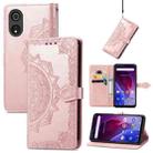 For Cubot P60 Mandala Flower Embossed Leather Phone Case(Rose Gold) - 1