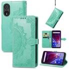 For Cubot P60 Mandala Flower Embossed Leather Phone Case(Green) - 1