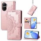 For Honor Play 7T Pro Mandala Flower Embossed Leather Phone Case(Rose Gold) - 1