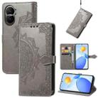 For Honor Play 7T Pro Mandala Flower Embossed Leather Phone Case(Gray) - 1