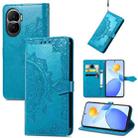 For Honor Play 7T Pro Mandala Flower Embossed Leather Phone Case(Blue) - 1