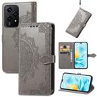For Honor 200 Lite Global Mandala Flower Embossed Leather Phone Case(Gray) - 1