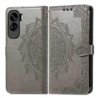 For Honor 90 Lite Mandala Flower Embossed Leather Phone Case(Gray) - 2