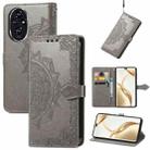 For Honor 200 Pro Mandala Flower Embossed Leather Phone Case(Gray) - 1