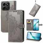 For Honor 200 Smart Mandala Flower Embossed Leather Phone Case(Gray) - 1