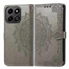 For Honor 200 Smart Mandala Flower Embossed Leather Phone Case(Gray) - 2