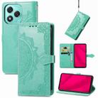 For Honor 400 Lite Mandala Flower Embossed Leather Phone Case(Green) - 1