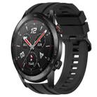 For Huawei Watch GT3 Pro 46mm Long & Short Sports Solid Color Silicone Watch Band Set(Black) - 1