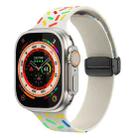 For Apple Watch Ultra 49mm Rainbow Dots Silicone Magnetic Black Buckle Watch Band(Starlight Color) - 1