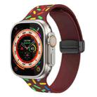 For Apple Watch Ultra 49mm Rainbow Dots Silicone Magnetic Black Buckle Watch Band(Wine) - 1