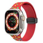 For Apple Watch Ultra 49mm Rainbow Dots Silicone Magnetic Black Buckle Watch Band(Red) - 1