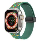 For Apple Watch Ultra 49mm Rainbow Dots Silicone Magnetic Black Buckle Watch Band(Green) - 1