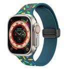 For Apple Watch Ultra 49mm Rainbow Dots Silicone Magnetic Black Buckle Watch Band(Blue) - 1