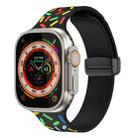 For Apple Watch 8 45mm Rainbow Dots Silicone Magnetic Black Buckle Watch Band(Black) - 1