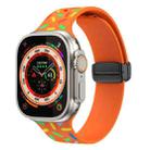 For Apple Watch 8 45mm Rainbow Dots Silicone Magnetic Black Buckle Watch Band(Orange) - 1