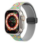 For Apple Watch 8 45mm Rainbow Dots Silicone Magnetic Black Buckle Watch Band(Gray) - 1